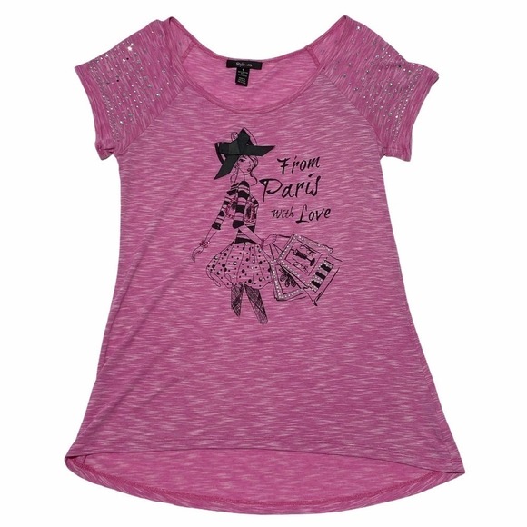 STYLE & Co Pink Paris Graphic Tunic Top Size Small - Picture 6 of 11